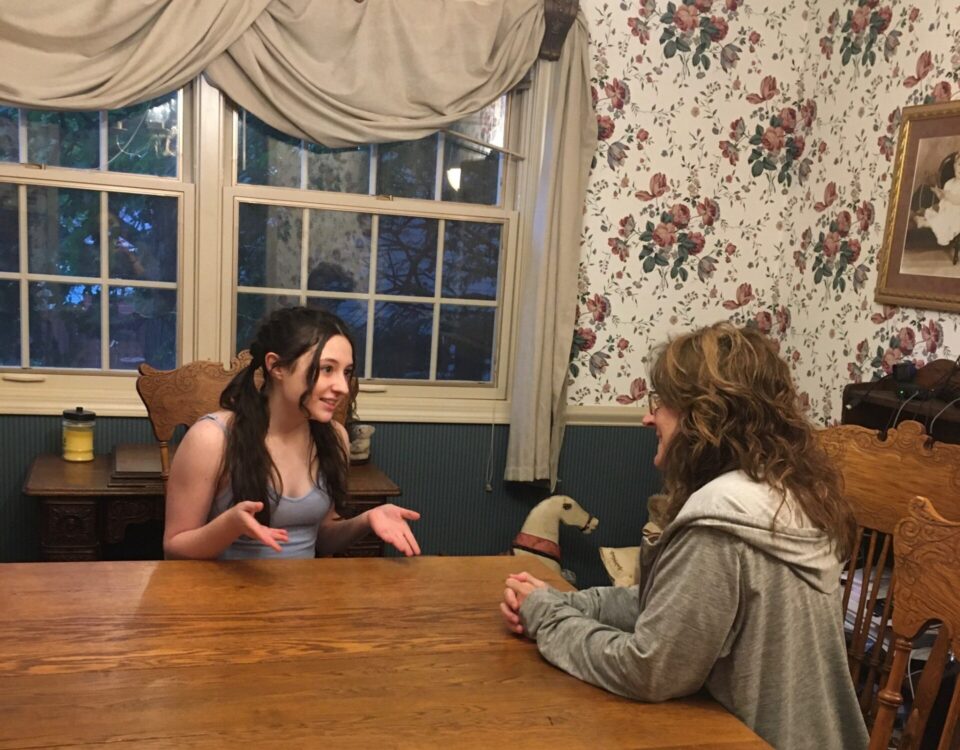 It is a simple photograph of me explaining my eye disease to my mom